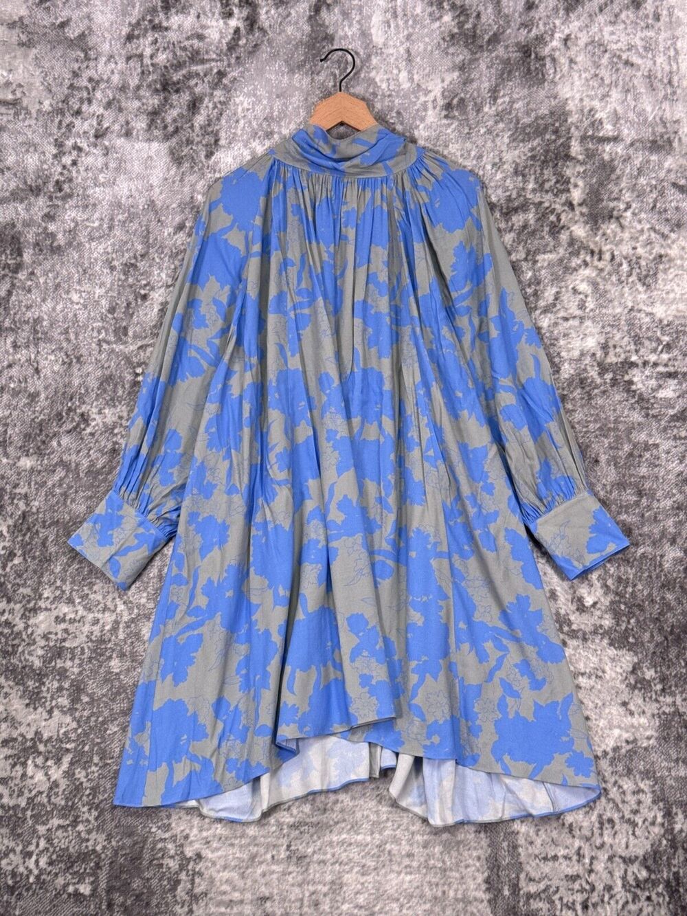 New Careste Dress 20 Womens Blue Floral Balloon Sleeve Tie Back Mini Plus Size